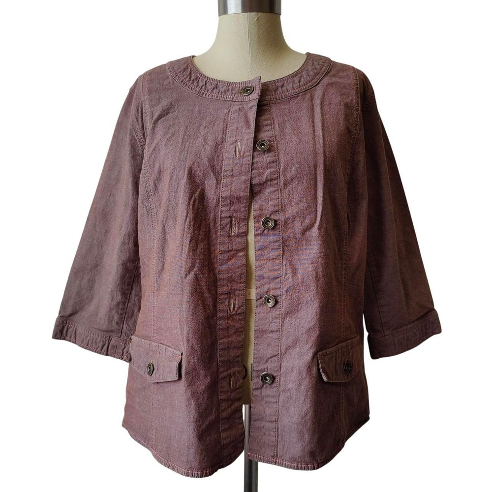 Vintage Y2K Denim & Co Cropped Jacket Pink Boxy Twee Sz 1X Coquette Indie Sleaze